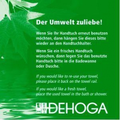 Aufkleber zum Handtuchwechsel " Der Umwelt zuliebe" 