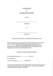 Arbeitsvertrag für geringfügig Beschäftige Mecklenburg-Vorpo 