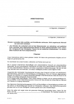 Arbeitsvertrag für das Hotel- & Gaststättengewerbe NRW 