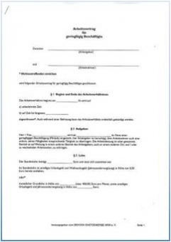 Arbeitsvertrag für geringfügig Beschäftige NRW 
