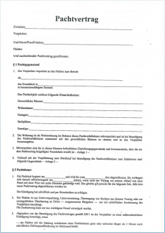 Pachtvertrag mit Merkblatt für Niedersachsen 